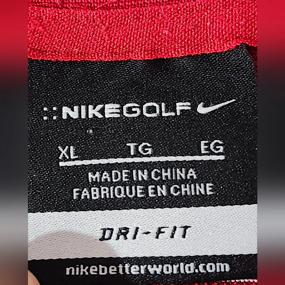 Nike Golf Men's Dri-Fit Short Sleeve‎ Polo Shirt Size XL Red and White